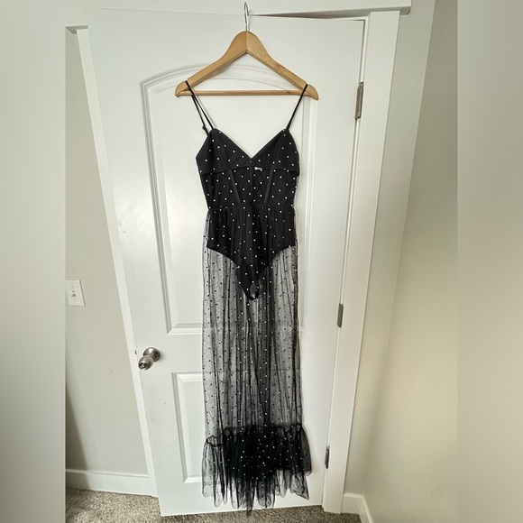 JAYLEEN MAXI DRESS - GLITTER TULLE CORSET DRESS IN BLACK - Picture 4 of 5